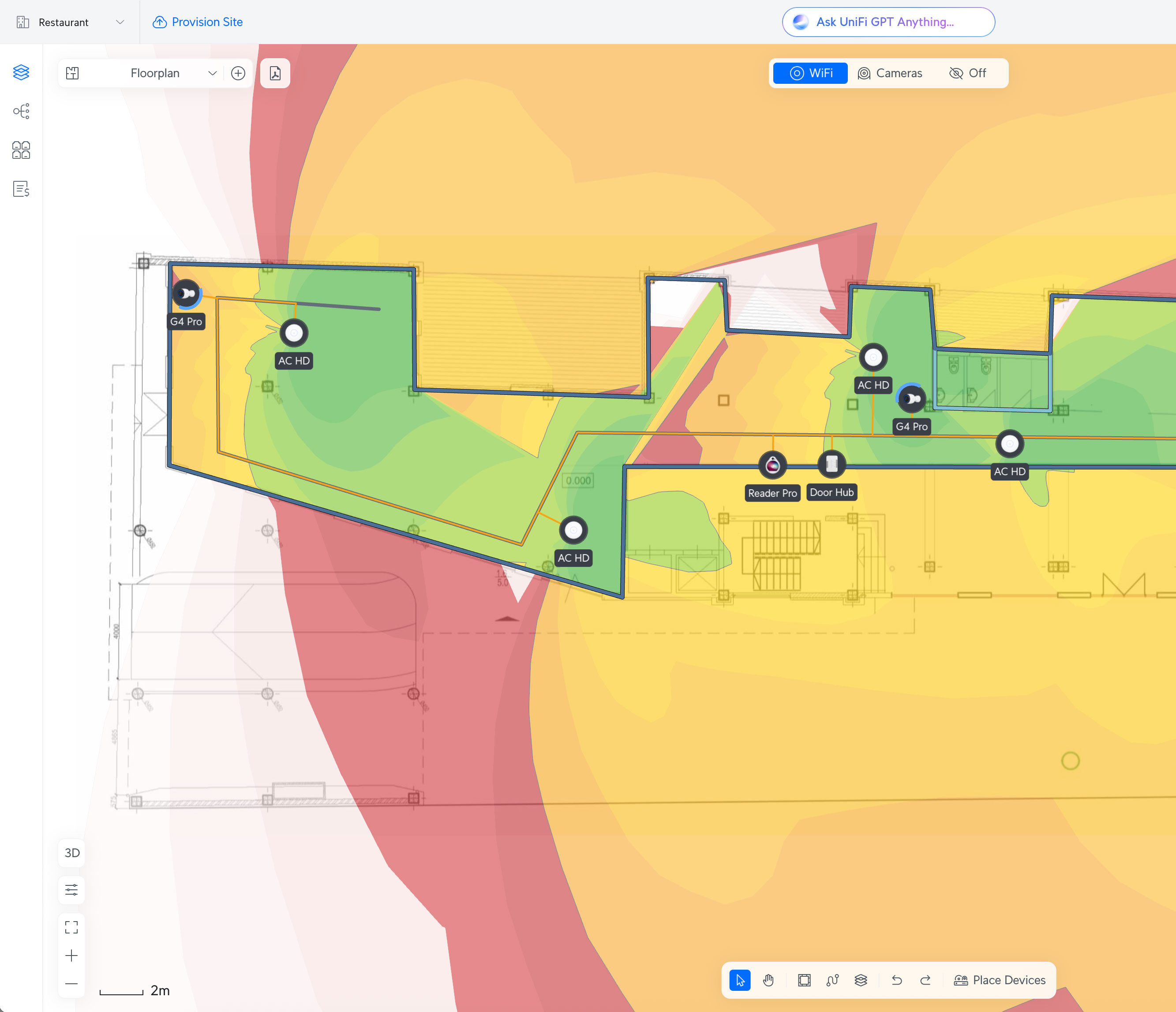 Wifi floor plan analysis for restaurant