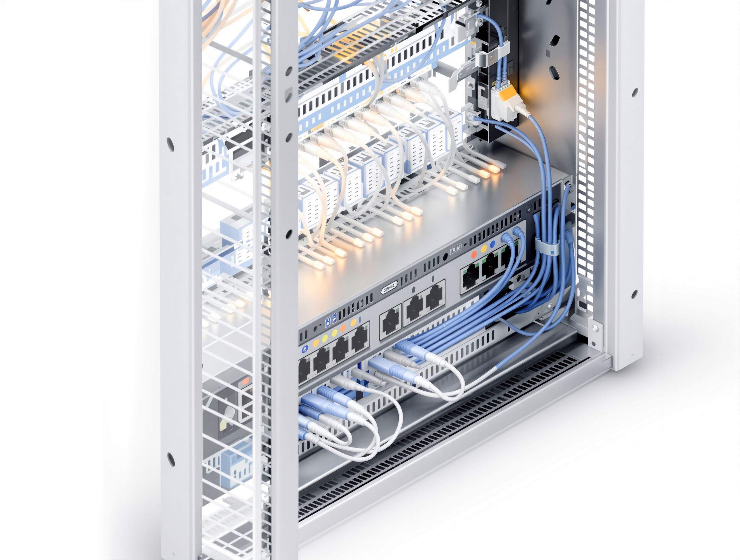 Switches, router and network cabinet